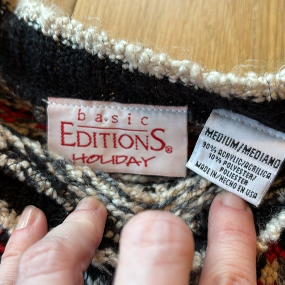 Vtg Basic Editions Sweater Fair Isle Ski Pullover Size Medium - Picture 4 of 4